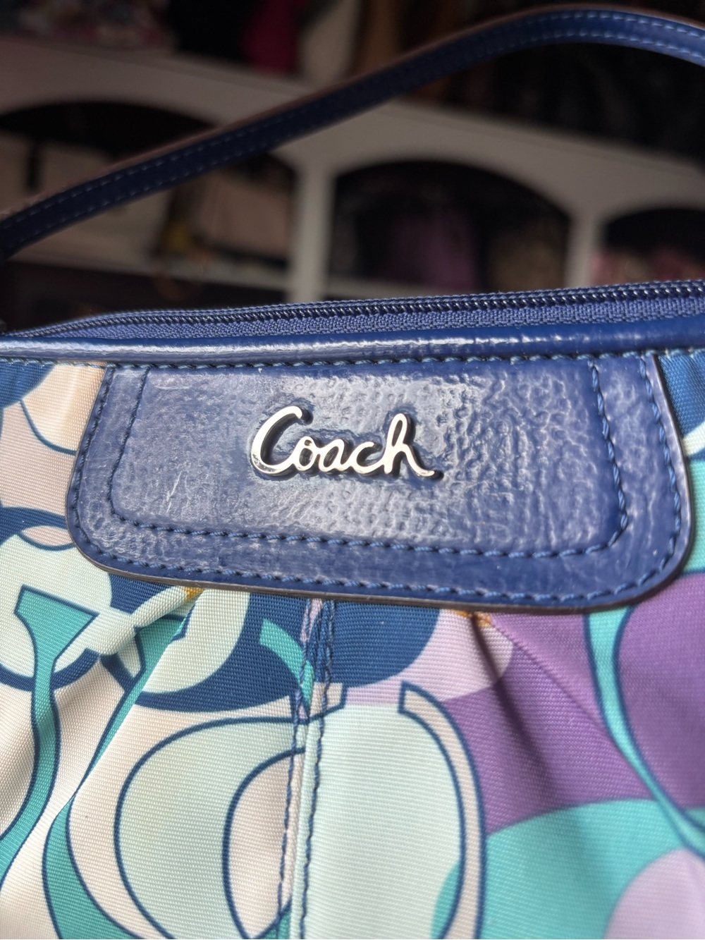 COACH Ashley Scarf Print Wristlet Mini Bag - Picture 11 of 13